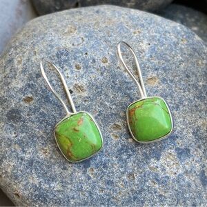 SUNDANCE sterling silver earrings green turquoise